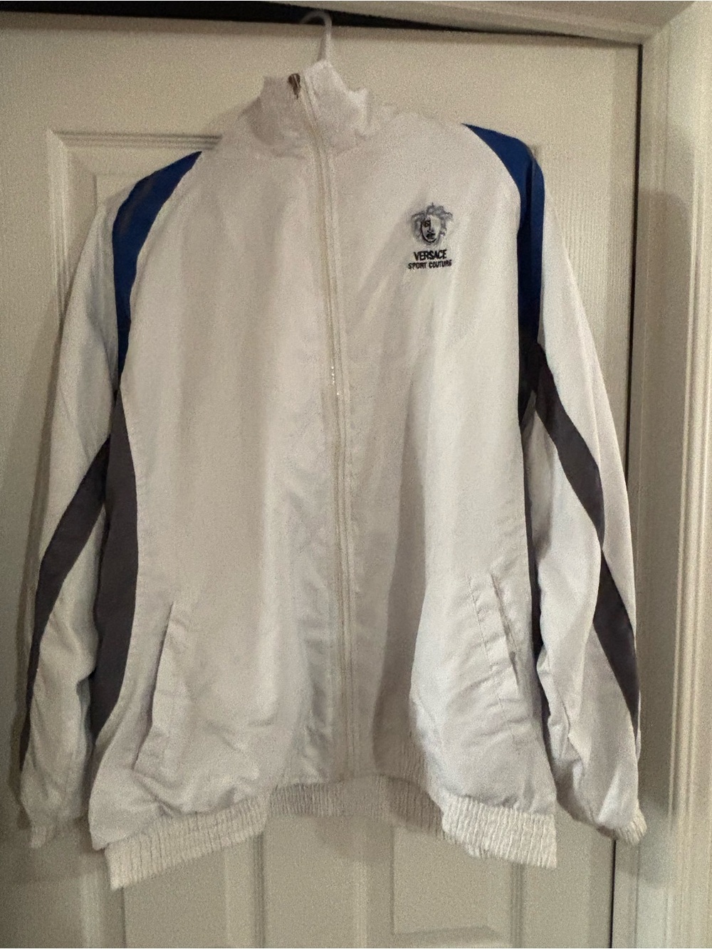 Versace White, Blue & Gray Men's Windbreaker Jacket